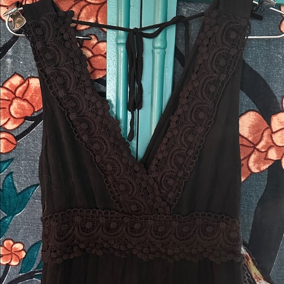 Black Crochet Maxi Dress - Picture 3 of 4